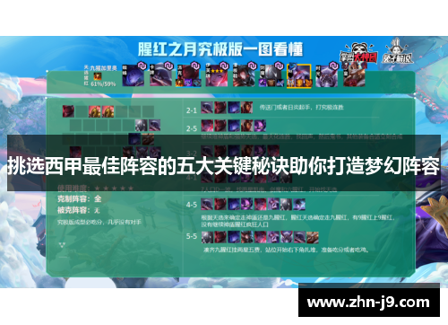 挑选西甲最佳阵容的五大关键秘诀助你打造梦幻阵容